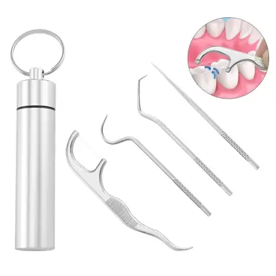 Portable Titanium Toothpick Bag Set ReNEWable Metal Toothpicks W/Holders NEW • $3.94