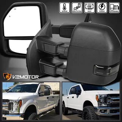 Fit 2017-2019 Ford F250 SuperDuty Power Heat Tow Mirrors+Smoke Signal+Blind Spot • $221.26