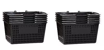 Shopping Basket Durable Black Plastic With Metal Handles Set Of 10 • $103.67