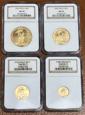 2003 American Gold Eagle Four (4) Coin Set NGC MS70 - 1.85 Ozt 1.0 0.5 0.25 0.1 • $4785