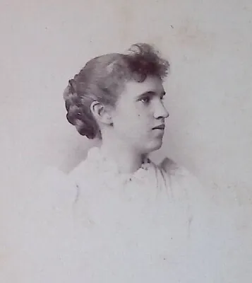 1890s Cabinet Card Boston MA Marshall Studio Beautiful Woman Side Profile A40218 • $2.80