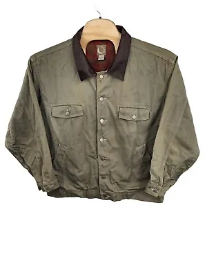 Marlboro Vintage Chore Jacket Rancher Blanket Lined Leather Collar 2XL 90s Coat • $44.99