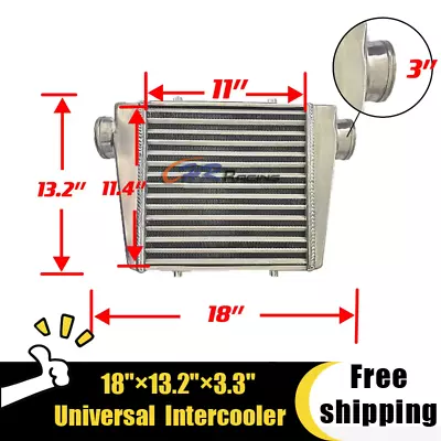 18  X 12  X 2.75  ALUMINUM TURBO INTERCOOLER Tube&Fin 3  IN/OUTLET UNIVERSAL • $78