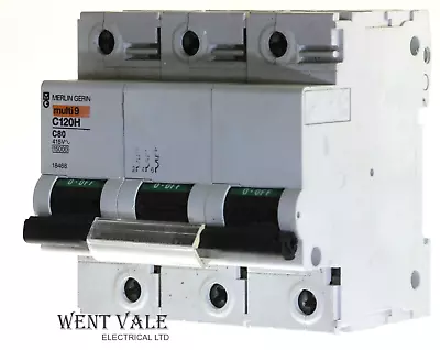 £83 • Buy Merlin Gerin Multi 9 18468 C120HC380  80a Type C Triple Pole Heavy Duty MCB Used