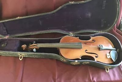 VINTAGE Aubert Brown-  Violin W/Hard Case ~ Needs Strings & Bow • $49.99