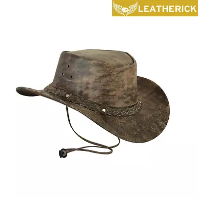 Camouflage Cowboy Hat Western Aussie Style Leather Cowboy Hat Outback Bush Hat • £17.99