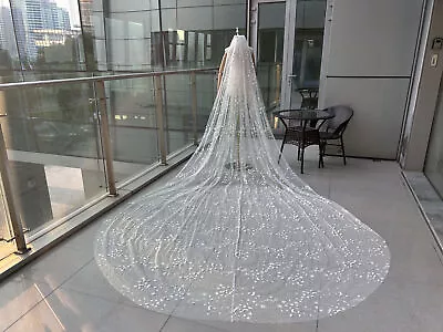 Dreamy Sparkly Wedding Veil Moon/Star Stunning Bridal Veil With Comb Cathedral • $89