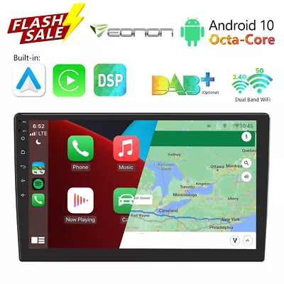 Double DIN 10.1  8-Core Android Auto Car Stereo Radio Wireless CarPlay GPS Touch • $189.38