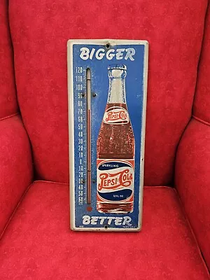 RARE Vintage Pepsi Cola Double Dot Metal Thermometer Advertising M 121 • $495