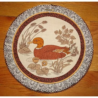 Vintage Duck Hoop Art Wall Hanging Farmhouse Decor Rustic Country Lace • $11.97
