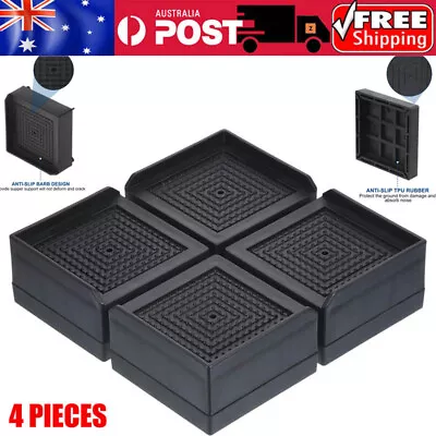 4Pcs Furniture Risers 1.5  Bed Risers Adjustable Desk Sofa Table Riser Black • $23.45