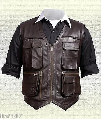Chris Pratt Jurassic World Handmade Brown Real Leather Vest • $275