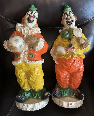 Two Vintage 1966 Clown Universal Statuary Corp. Large Statues Sculptures • $49.95