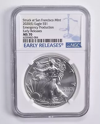 MS70 2020(S) American Silver Eagle ER Struck At SF Mint NGC Blue Lbl *0044 • $38.38