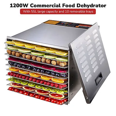 $259.90 • Buy 1200W 10 Tray Stainless Steel Commercial Food Dehydrator Beef Jerky Fruit Dryer