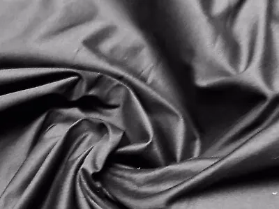 Black Cotton Spandex Stretch Sateen Woven Dress Fabric Per Metre • £6.99