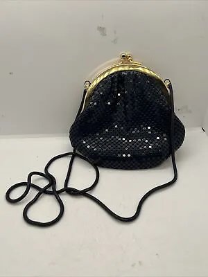 Vintage Navy Blue  Le Royale  Mesh 7”x7” Clutch Evening Purse Prom New Years • $8