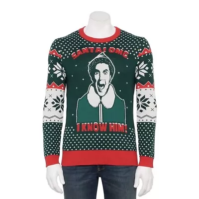 Elf The Movie Ugly Christmas Sweater Santa OMG I Know Him Mens Size Medium M NEW • $36.54