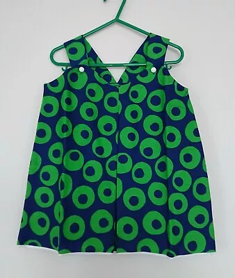 £8.50 • Buy 60s 70s Vintage Retro Baby Girl A-Line Sun Dress Geometric Circles 9-12 12-18