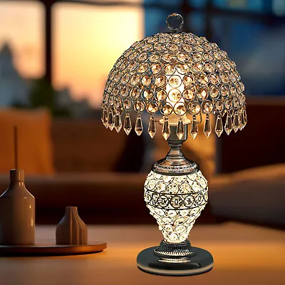 Crystal Table Lamp Bedside Nightstand Desk Reading Lamp Bedroom Living Room Lamp • $57