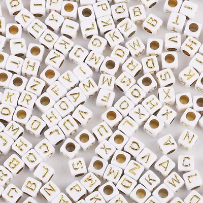 50pcs6mm Acrylic Letter Spacer Beads For Jewelry Making DIY Necklace Bracelets E • $0.18