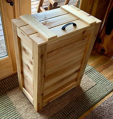 New Wooden Laundry Hamper W/ Lid Clothes Cedar Storage Bin Bathroom Rustic Decor • $199.99