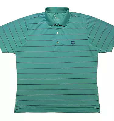 F&G Tech Cypress Point Golf Club Stripe Green Purple Men's Polo Shirt Size XL • $39.99