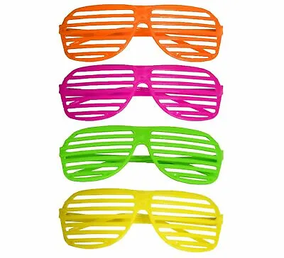 80'S NEON SHUTTER SHADES Glasses Retro Sunglasses Clubbing Night Out Party UK • £3.08
