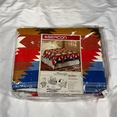 Vintage Beacon Camp Navajo Blanket Western Style Twin/Full 72x90 • $49.99