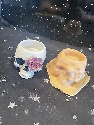 Rubber Latex Mould Mold Skull Candle T Light Holder Succulent Flower Goth  Decor • £8.50