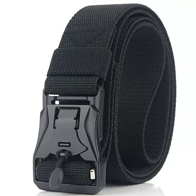 Black 1.5  Men Elastic Belt Quick Release Magnetic Buckle Military Tactical Belt • $14.50