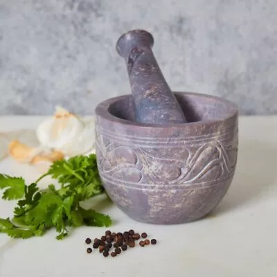 Etched Herbs Mortar Pestle • $50