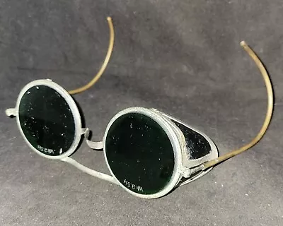 $97 • Buy Antique Willson Green Sunglasses Goggles Vtg Steampunk Old Shield Safety Glass20
