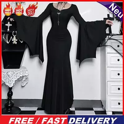 Women Mermaid Dress Zipper Closure V Neck Vintage Style Loose Fit Party Clothing • $37.17