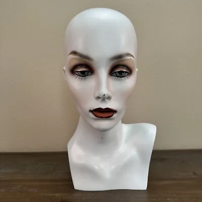 Fiberglass Mannequin Female Head Bust Store Display For Wig & Pierced Ears • $45