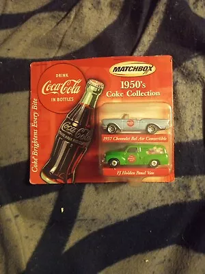 1957 CHEVY BEL AIR CONVERTIBLE & PANEL VAN MATCHBOX 1950's COKE COLLECTION 1:64 • $0.99