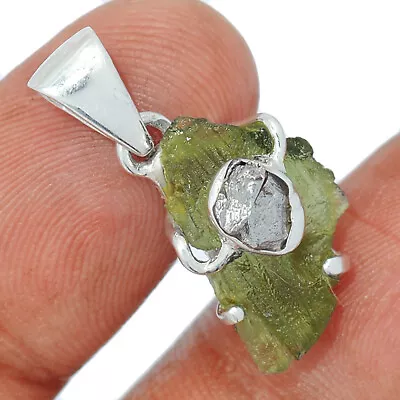 Natural Genuine Czech Moldavite 925 Sterling Silver Pendant Jewelry CP15801 • $43.99