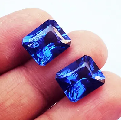 Natural Blue Sapphire Emerald Cut 8 To 10 Ct Certified Pair Loose Gemstone P062 • $15.29