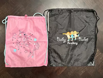 2x Girls Bag Pink Unicorn Backpack Sports Library Gym Baby Ballet Drawstring • $9.95