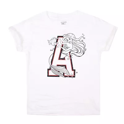 Disney Girls T-shirt The Little Mermaid Ariel Letter Kids Official • £5.99