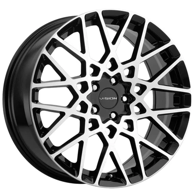 $199.99 • Buy Vision 474 Recoil 17x8 5x112 +38mm Black/Machined Wheel Rim 17  Inch