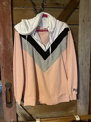 Victoria Secret Pink Hoodie Half Zip Pullover Graphic New Size Small • $22