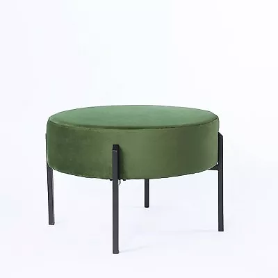 Modern Round Ottoman Forest Green Velvet - HomePop • $48.99