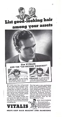 1937 Vitalis Good-Looking Hair Your Assets Vintage Magazine Print Ad/Poster • $11.90