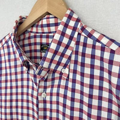 SOLEMARE Shirt Mens XL MAUS & HOFFMAN Check Button Up Long Sleeve Red Blue ITALY • $44.99