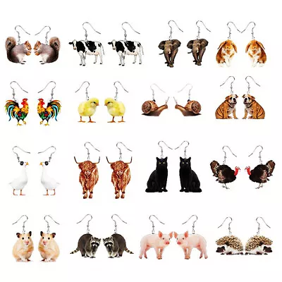 Acrylic Cute Animals Earrings Birds Butterfly 925Silver Charm Women Girl Jewelry • $2.18