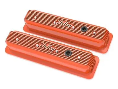 Holley Finned Valve Covers Small Block Chevy Engines Factory Orange 241-249 • $237.95