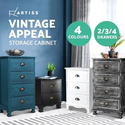 $102.95 • Buy Artiss Bedside Tables Chest Of Drawers Table Storage Cabinet Dresser Vintage