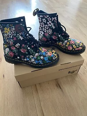 Dr Martens Floral Boots 1460 Pascal White And Black • $120