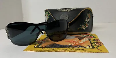 ED HARDY Women’s Skull Sunglasses EHS045 Black W/Embroidered Case And Cloth • $82.99